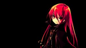 Preview wallpaper anime, girl, young, darkness, sword, hair, red