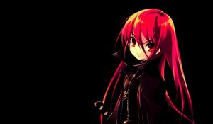 Preview wallpaper anime, girl, young, darkness, sword, hair, red