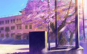 Preview wallpaper anime, school, winter street