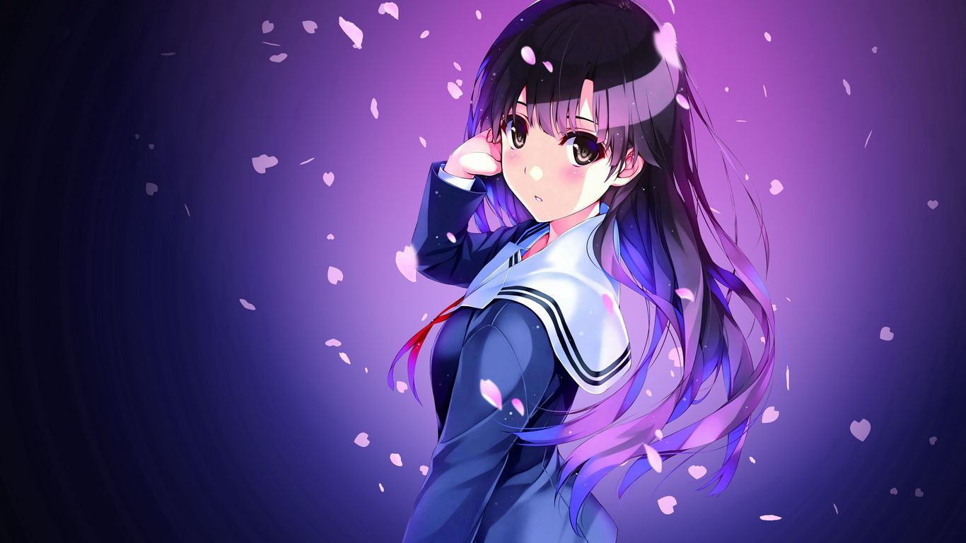 1366x768 Anime Artwork Landscape desktop PC and Mac wallpaper