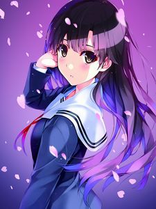 Preview wallpaper anime, schoolgirl, uniform, girl