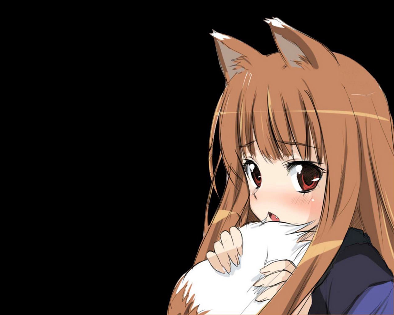 anime girl with wolf ears and tail