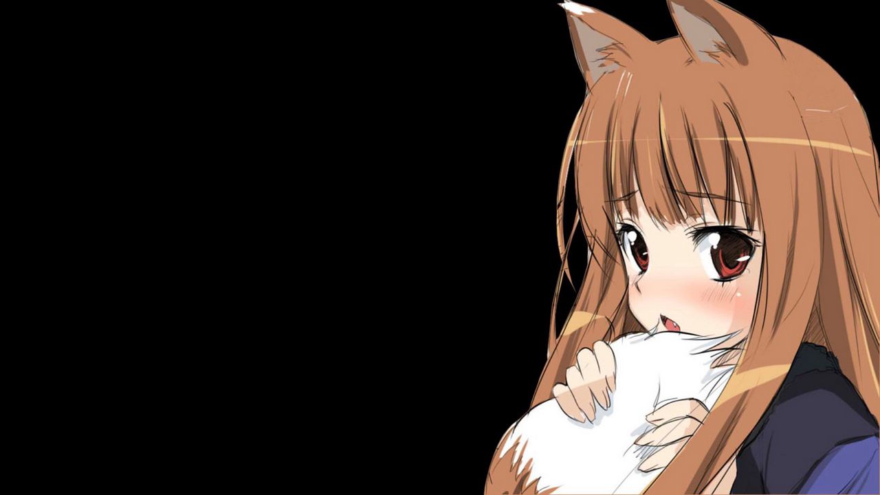 Wallpaper anime, spice wolf, girl, ears, tail, fear