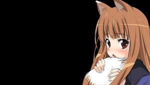 Preview wallpaper anime, spice wolf, girl, ears, tail, fear