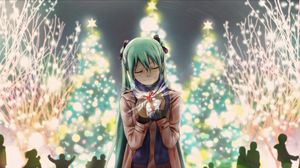 Preview wallpaper anime, vocaloid, miku, new year, holiday, gift