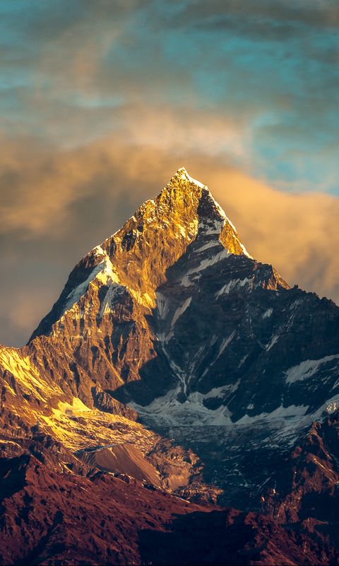 Download Wallpaper 480x800 Annapurna, Nepal, Himalayas, Mountains, Sky 