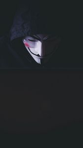 Preview wallpaper anonymous, hacker, mask, hood, laptop, dark