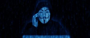 Preview wallpaper anonymous, hacker, mask, laptop, dark