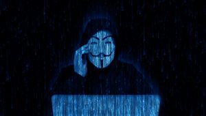 Preview wallpaper anonymous, hacker, mask, laptop, dark