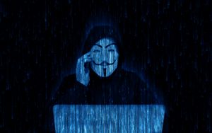 Preview wallpaper anonymous, hacker, mask, laptop, dark