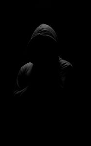Preview wallpaper anonymous, human, hood, dark, black