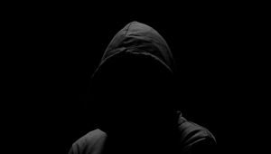 Preview wallpaper anonymous, human, hood, dark, black