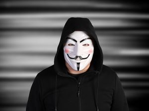 Preview wallpaper anonymous, man, mask, hood