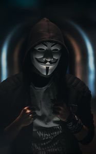 Preview wallpaper anonymous, mask, hood, dark, man