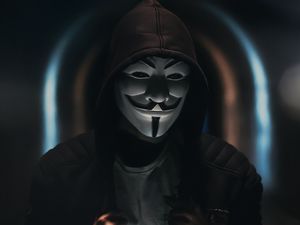 Preview wallpaper anonymous, mask, hood, dark, man