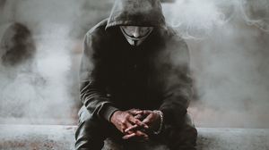Preview wallpaper anonymous, mask, hood, smoke, person