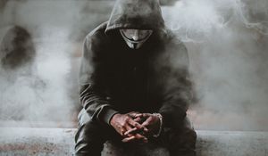 Preview wallpaper anonymous, mask, hood, smoke, person