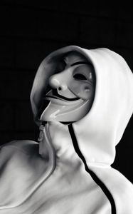 Preview wallpaper anonymous, mask, hood, bw