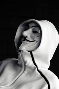 Preview wallpaper anonymous, mask, hood, bw