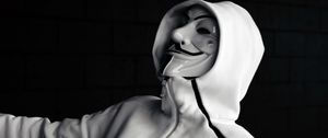 Preview wallpaper anonymous, mask, hood, bw