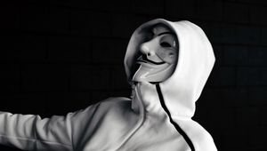 Preview wallpaper anonymous, mask, hood, bw