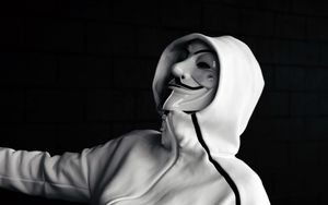 Preview wallpaper anonymous, mask, hood, bw