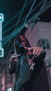 Preview wallpaper anonymous, mask, hood, gesture