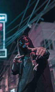 Preview wallpaper anonymous, mask, hood, gesture