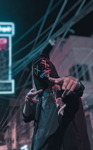 Preview wallpaper anonymous, mask, hood, gesture