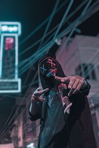 Preview wallpaper anonymous, mask, hood, gesture