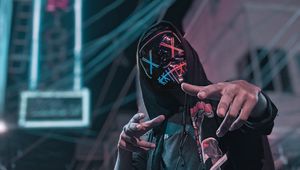 Preview wallpaper anonymous, mask, hood, gesture