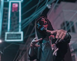 Preview wallpaper anonymous, mask, hood, gesture