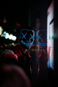 Preview wallpaper anonymous, mask, neon, reflection