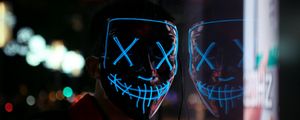 Preview wallpaper anonymous, mask, neon, reflection