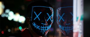 Preview wallpaper anonymous, mask, neon, reflection