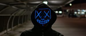 Preview wallpaper anonymous, mask, neon, hood, hoodie