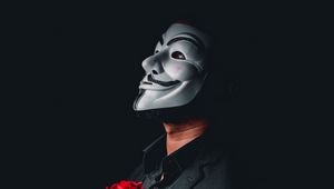 Preview wallpaper anonymous, mask, roses, flowers, dark