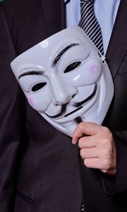 Preview wallpaper anonymous, mask, suit, tie