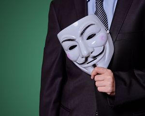 Preview wallpaper anonymous, mask, suit, tie