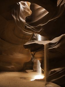 Preview wallpaper antelope canyon, canyon, cave, sand, light