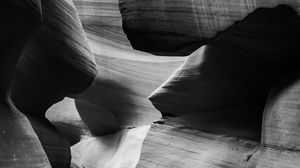Preview wallpaper antelope canyon, cave, rocks, black and white