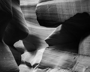 Preview wallpaper antelope canyon, cave, rocks, black and white