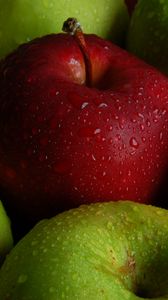 Preview wallpaper apple, apples, fruit, drops, wet, macro