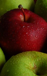 Preview wallpaper apple, apples, fruit, drops, wet, macro