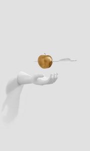 Preview wallpaper apple, arrow, hand, sculpture, minimalism