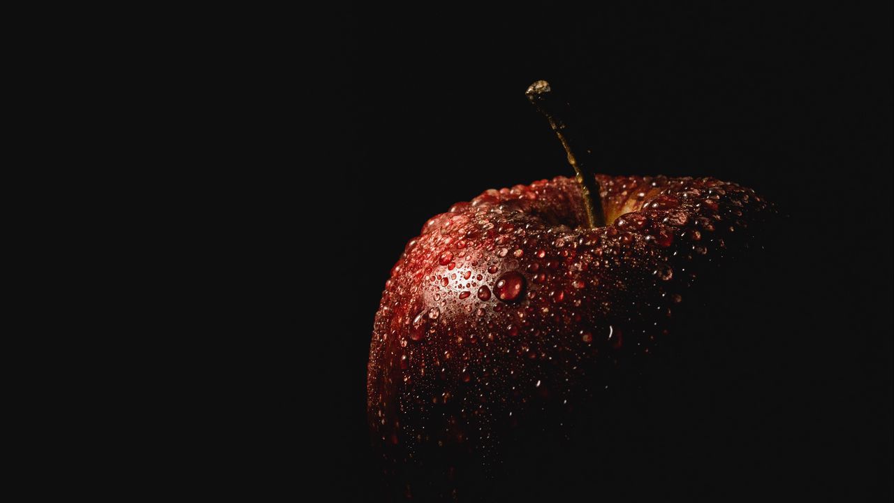 Wallpaper apple, drops, black background