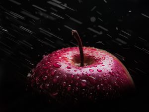 Preview wallpaper apple, drops, spray, red, wet