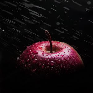 Preview wallpaper apple, drops, spray, red, wet