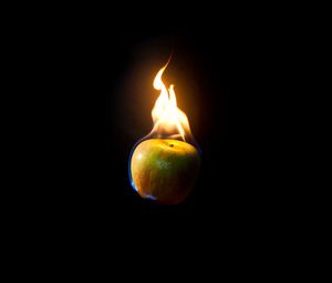 Preview wallpaper apple, fire, flame, darkness