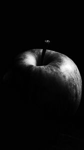 Preview wallpaper apple, fruit, black and white, black